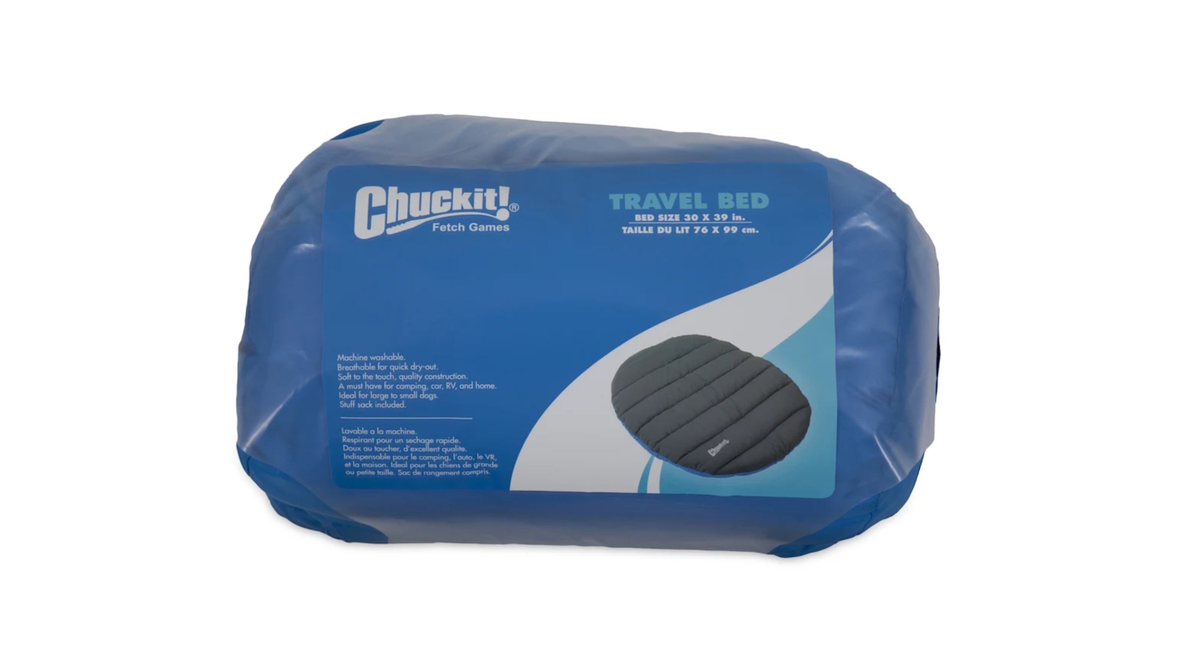 Travel bed rolled up